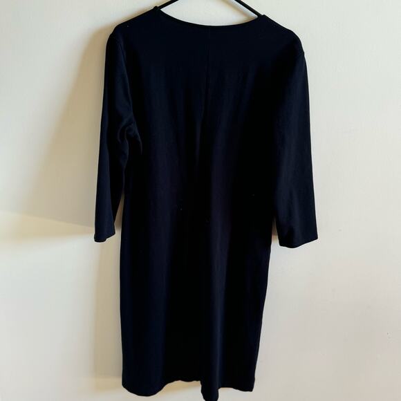 Lands' End Women's M 10-12 Black T Shirt Dress Casual Lagenlook Minimalist Basic - Picture 2 of 8